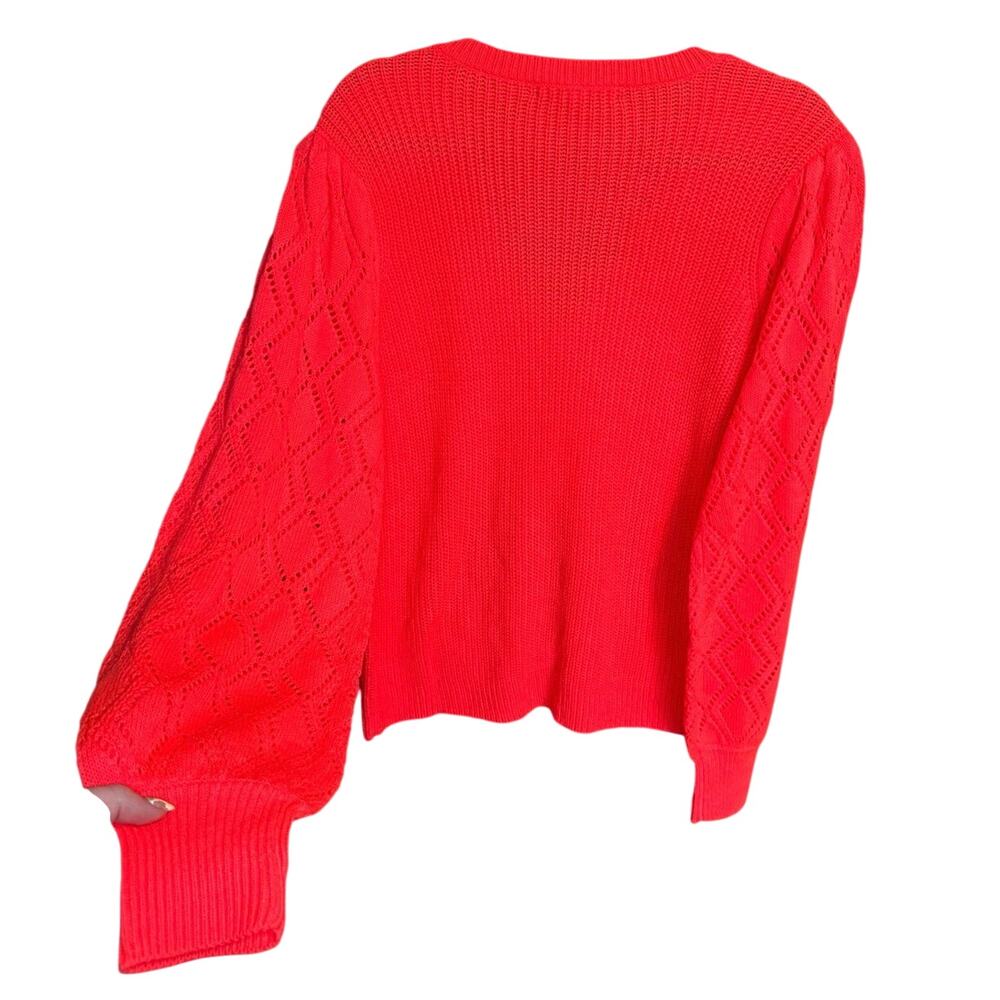 Lilly Pulitzer Luletta Balloon Sleeve Knit Sweater Spicy Coral Size XL - Picture 6 of 11
